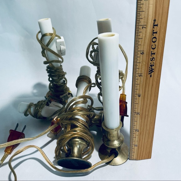 Vintage white & brass Christmas holiday window lights - Picture 7 of 12